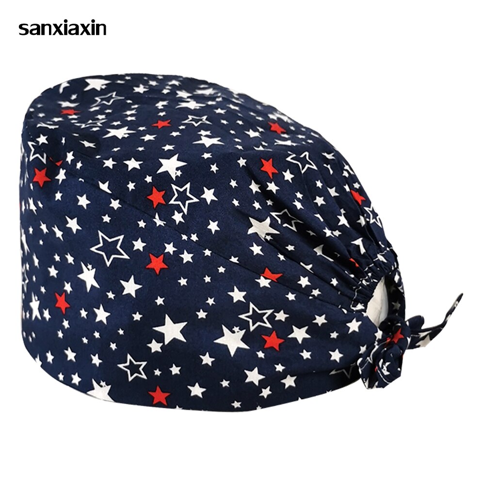 Mode Katoen Cartoon Animatie Afdrukken Verpleegkundige Cap Ademend Operatiekamer Unisex Werk Cap Schoonheidssalon Verpleging Scrub Cap