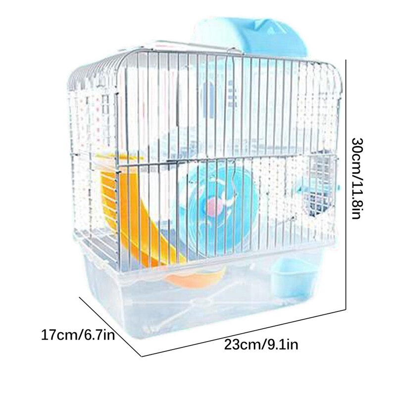 Plastic Hamster Cage Set 2-Tier Portable Hamster Carrier Plastic Hamster House for Rats Guinea Pig Hamster Accessories