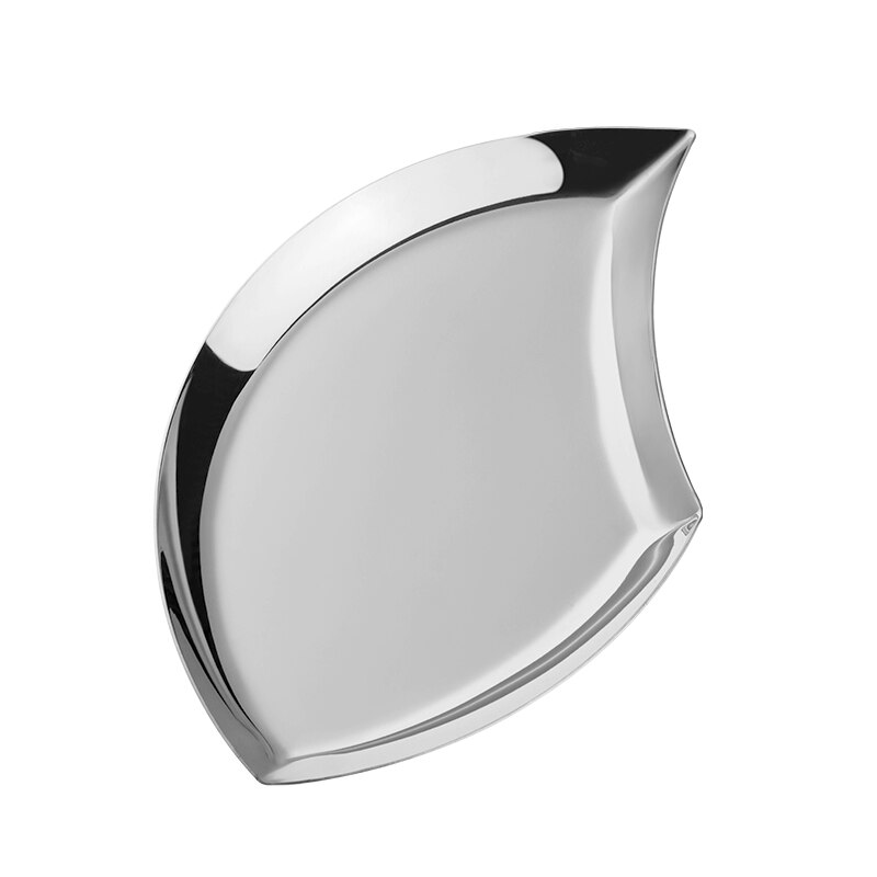 Unregelmäßigen Platte Gericht Edelstahl Nachtisch Obst Platten Lagerung Süssigkeit Kekse Blatt bilden Jewery Tabletts Party Tisch Utensil: Silber- / 5Stck