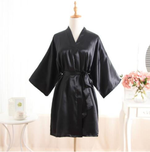 Vrouw Badjas Pyjama Zijde Bruidsmeisje Bruid Gewaad Sexy Vrouwen Korte Satijnen Bruiloft Kimono Gewaden Nachtkleding Nachtjapon Jurk J-Wit: XL / Beige