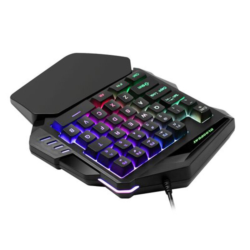 G94 Mini teclado para juegos con 3 colores de retroiluminación LED con una mano teclado USB con cable 35 teclas para ordenador portátil teléfono