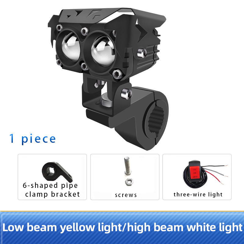 Motorrad LED Strahler Doppel Linsen Weiß Gelb Hallo/Abblendlicht Hilfs Fahren Scheinwerfer OffRoad ATV Arbeit Nebel Lichter 12V 24V: Eis Blau
