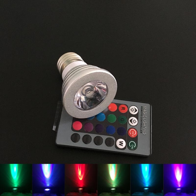 Rgb led lampa led spotlight  e27 / e14 / gu10 fjärrkontroll färg utbytbar  ac85-265v led belysning