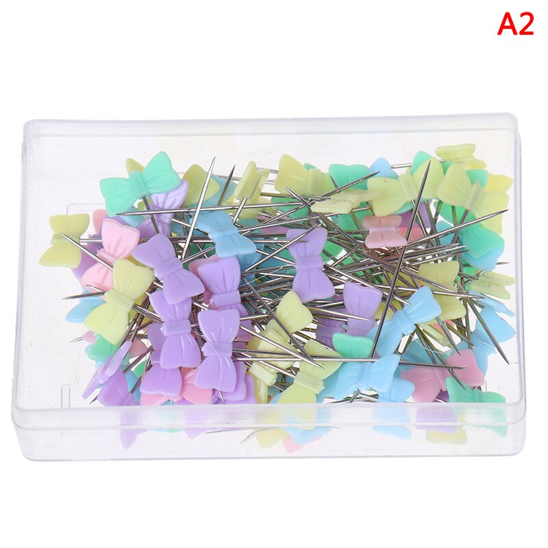 100Pcs Butterfly Flat Head Dressmaking Needle DIY Sewing Accessories Dressmaking Pins Embroidery Patchwork Pins: Dark Grey