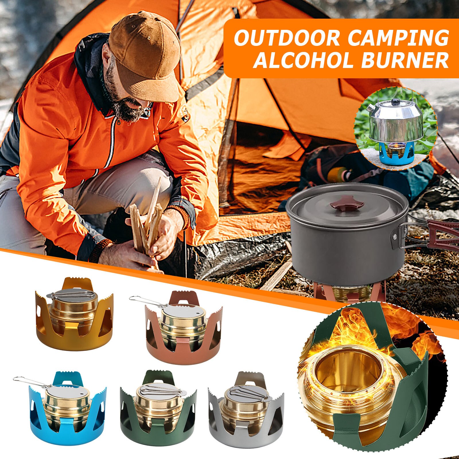 40# Mini Outdoor Portable Liquid Solid Alcohol Stove Field Stove Camping Vaporization Solid Alcohol Stove Stove Accessories