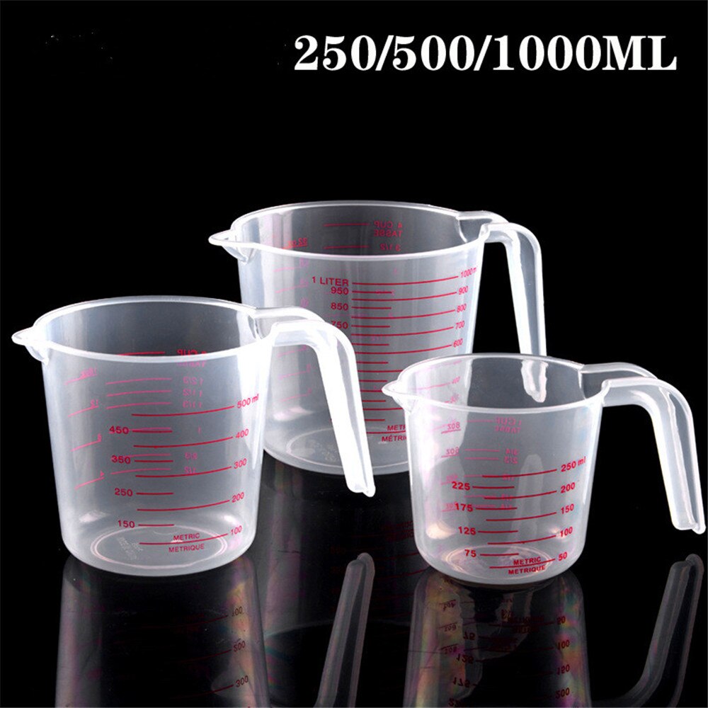 250/500/1000ML Plastic Measuring Cup Jug Pour Spout Surface Clear Scale Transparent Pour Spout Kitchen Tool Device