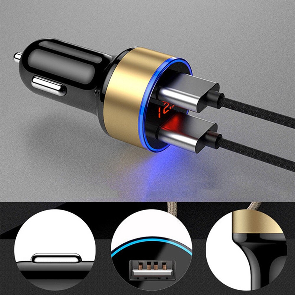 Cargador de coche USB Dual 3.1A 5V con pantalla LED cargador de coche Universal para Xiaomi Samsung S8 iPhone X 8 Plus Tablet