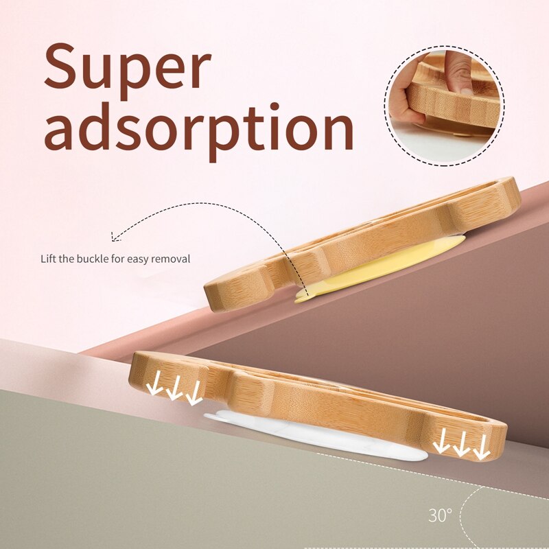 Vaisselle en bois de bambou, accessoires d&#39;alimentation pour bébé, assiette à dîner animaux de dessin animé éléphant avec ventouse, d&#39;anniversaire pour bébé 1 ensemble
