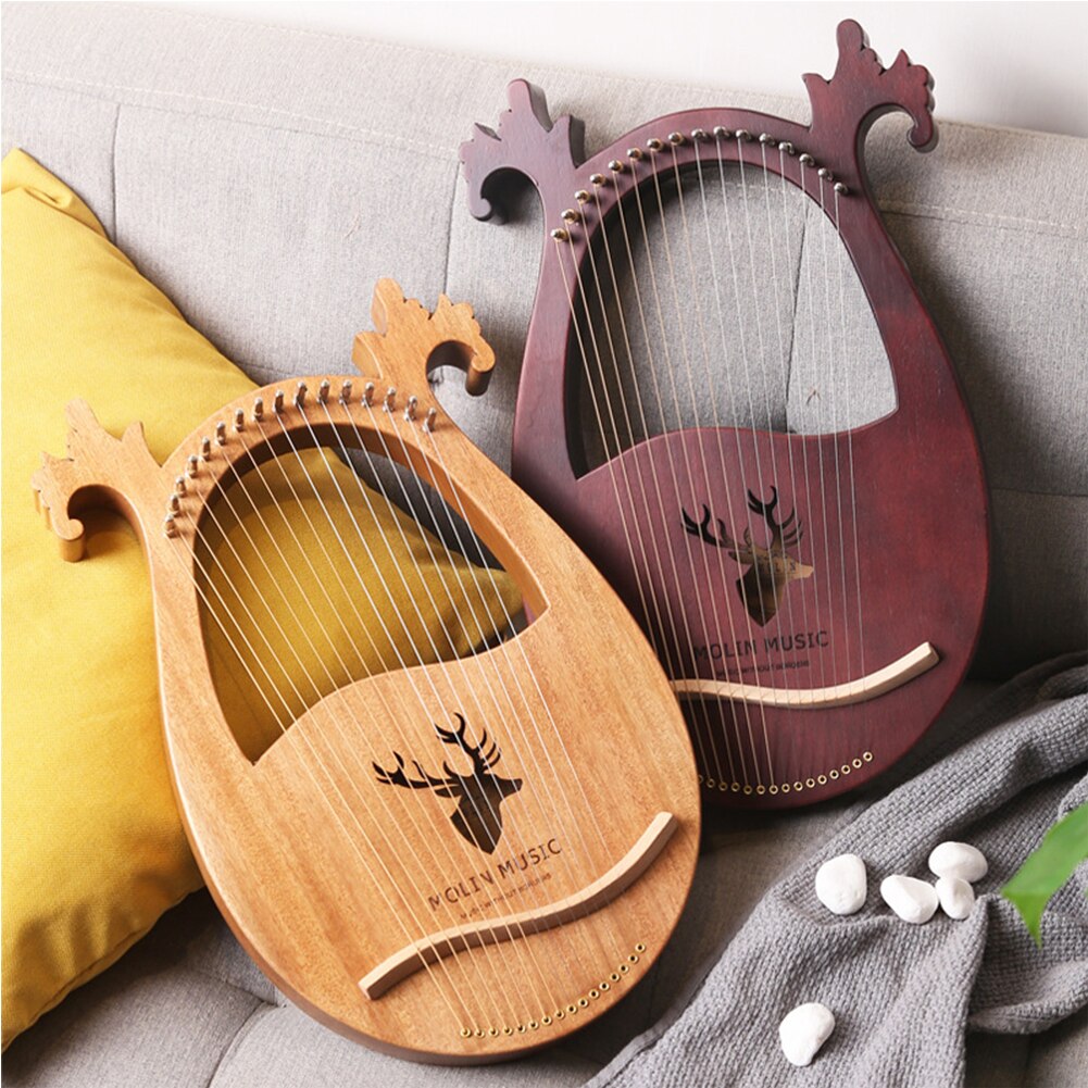 Lyre ARPA de madera maciza cóncava de instrumento Musical venado en forma de 6 cuerdas de viaje entretenimiento portátil