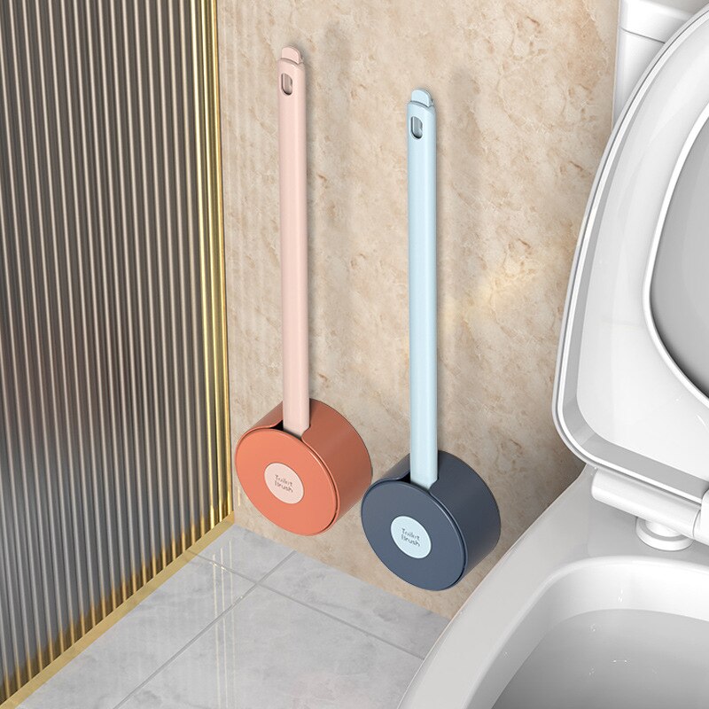 Brosse de toilette murale en Silicone, pas de perforation, outils de nettoyage avec 2 brosses, accessoires de salle de bain à domicile