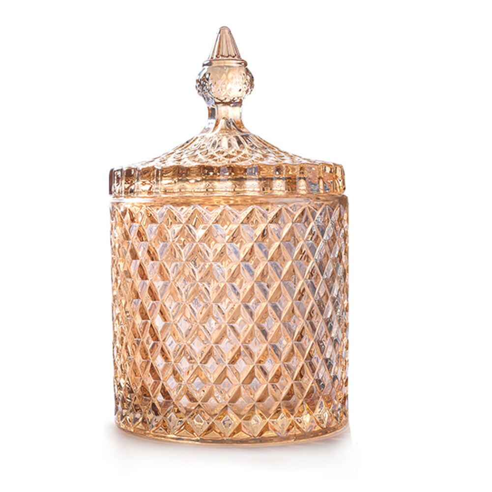 Färgglad burk i romersk stil kristallglas täckt förvaringsburk sockerlåda smycken burk godisburk heminredning lks 99: Blå