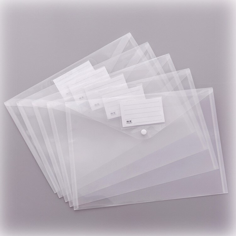 A4 Clear Frosted Folders Plastic Filing Bag Envelopes Document Storage Pouch With Label Sticker Expanding File Waterproof: Default Title