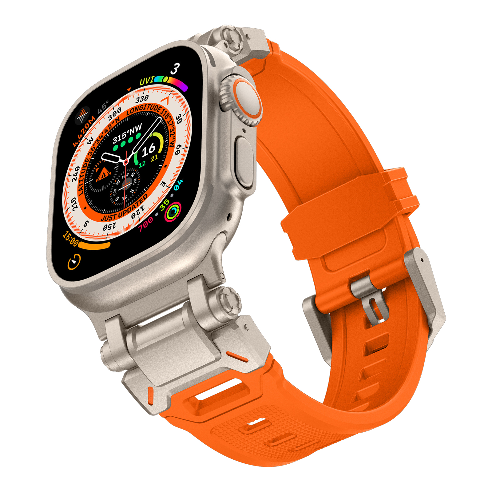 Bracelet en Silicone pour Apple Watch Ultra 2, 49mm 45mm 42mm, métal robuste + Bracelet en caoutchouc, iWatch série 10 9 6 5 7 8 SE, 44mm: Red black / 20mm