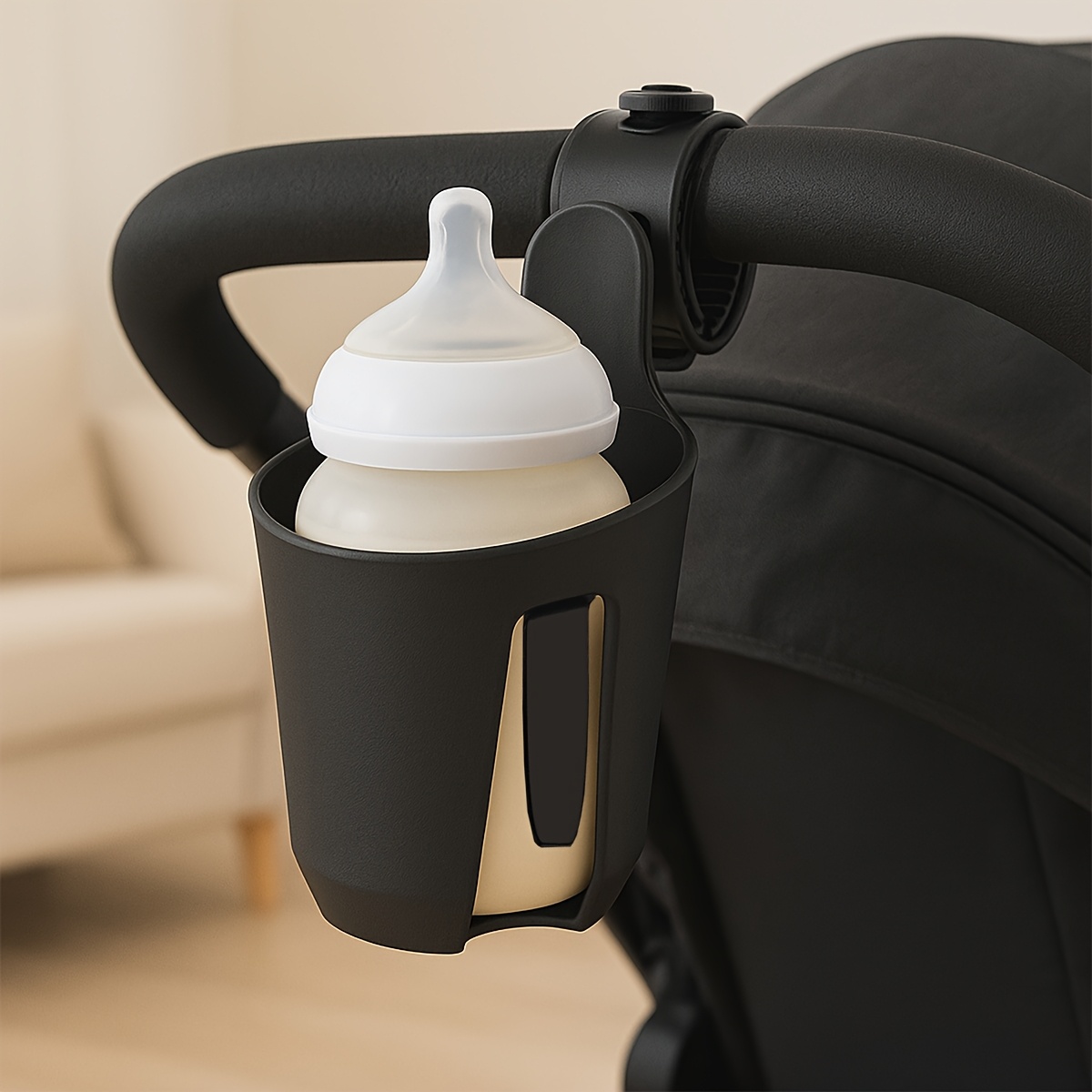 Multifunctionele elastische flessenhouder met 2-in-1 telefoonbekerhouder, draagbaar kinderwagenaccessoire, kinderwagenaccessoire