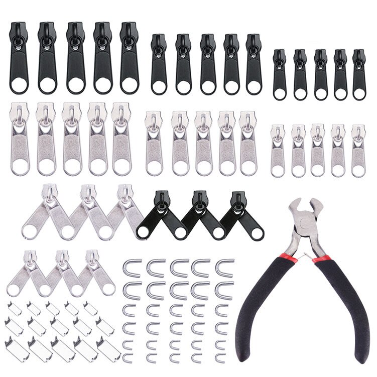 84/194 pcs/set Zipper Repair Kit Universal Instant Fix Replacement Zipper Repair Kit for Sewing Clothes Bags Sleeping Bag