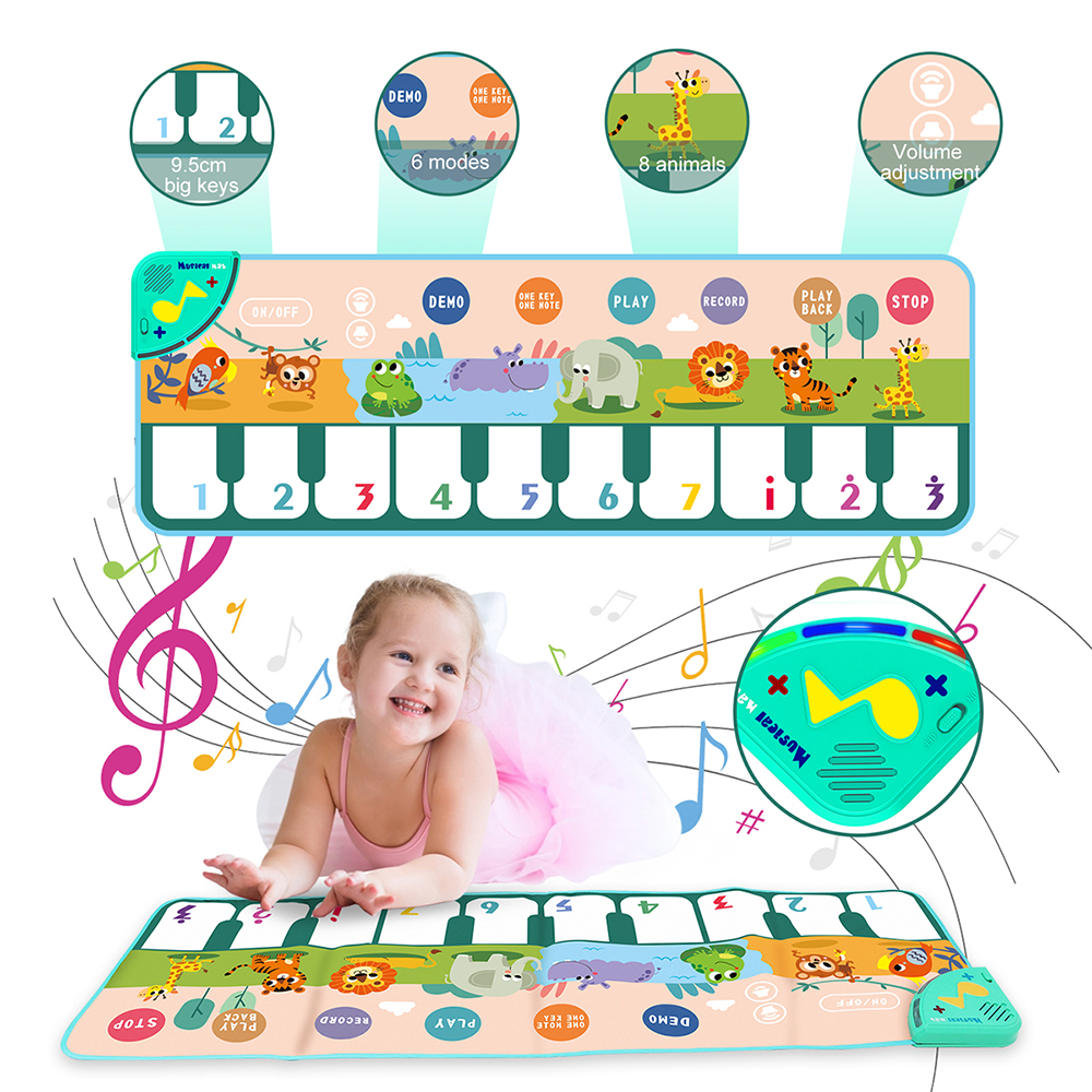 Coolplay tapis de Piano Musical pour enfants en bas âge tapis de danse pour clavier de sol avec 8 sons d'animaux tapis pour bébé jouets éducatifs