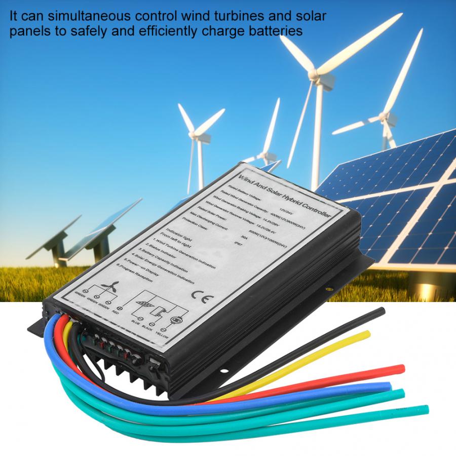 Wind Solar Hybrid Controller Solar Energy Hybrid Charge Generator Controller 12/24V 400/800W Wind 500/1000W 30A controlador