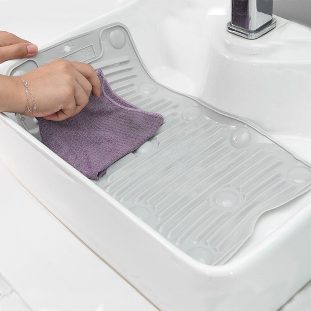Foldet vaskebræt små skrubber sug mini skridsikker vaskemåttebræt husholdning
