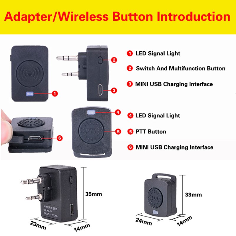 Walkie Talkie Hands-free Bluetooth Adapter K/M Interface Bluetooth Module For HB-6A HB-6B HB-780D