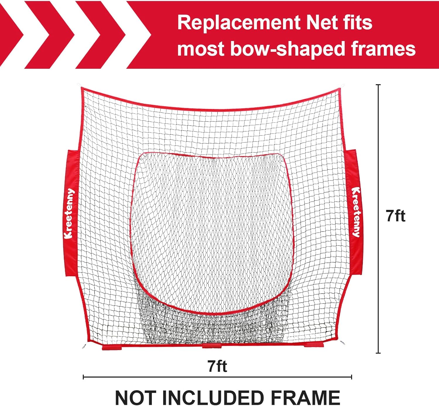 Filet de remplacement de baseball (NET SEULEMENT), filet d'entraînement de softball de baseball 7'×7' pour frapper le bâton, attraper le lancer