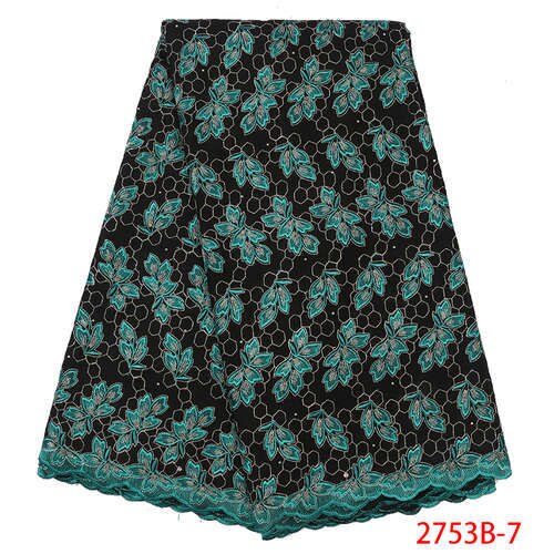 African Dry Lace Fabric Swiss Voile Lace In Switzerland Nigerian Cotton Lace Fabric with Stones KS2753B-4: Picture 7