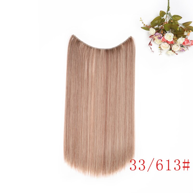 MERISI HAIR 24" Invisible Wire No Clips In Hair Extensions Secret Fish Line Hairpieces Synthetic Wavy Hair Extensions: Z33613