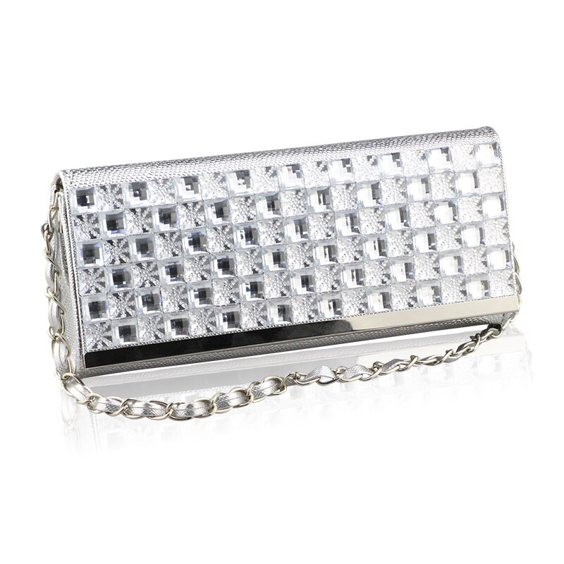 Damen diamant bling Abend Taschen Strass Große Kapazität Handtasche Abendessen Tasche Kette Schräg Luxus Bankett Schild Kupplung Party Kleid: Silber