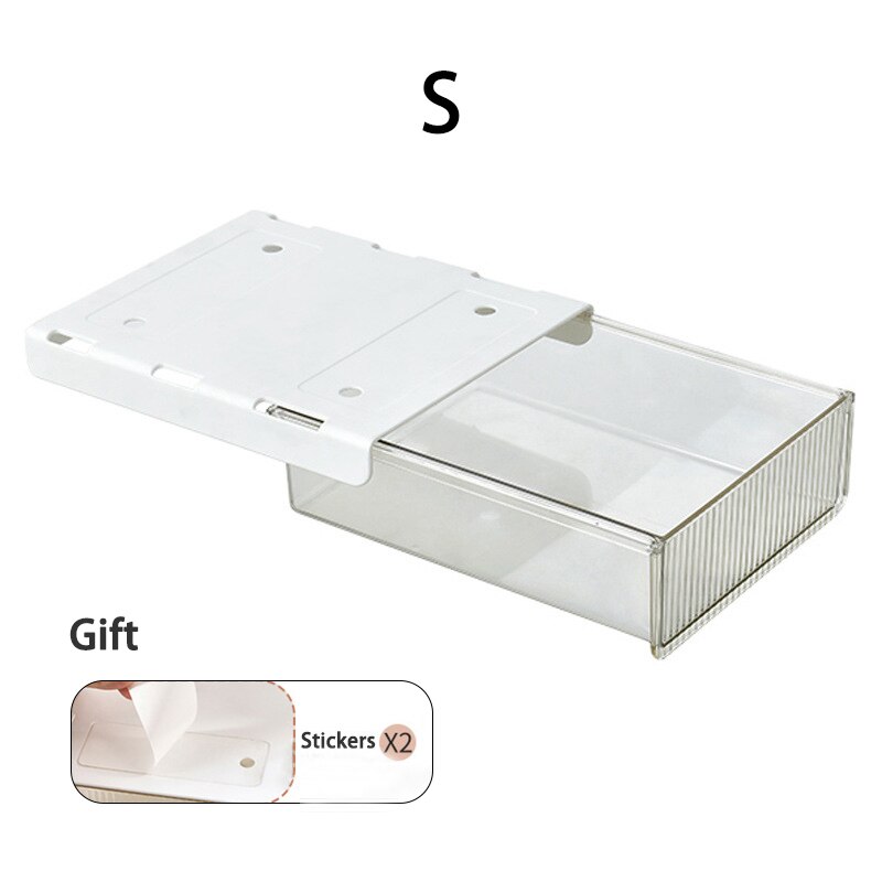 Drawer Storage Box Under The Desk Storage Box Pencil Stationery Organizer Hidden Sorting Box Office Pen Storage Tray Organizer: White S