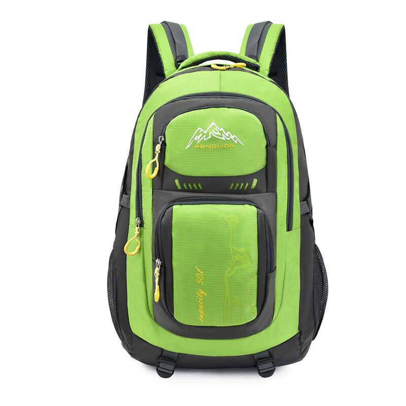 Ungdoms sport ryggsekk herre reise ryggsekk nylon vanntett utendørs tur fjellklatring bag student skolesekk svart: Grønn