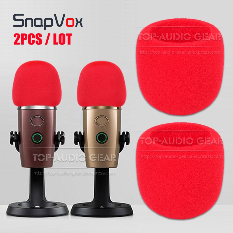 2 stks/partij Rode Kleur Voorruit Microfono Spons Mic Cover Winddicht Foam Voor Blauw Yeti Nano Microfoon Pop Filter Voorruit