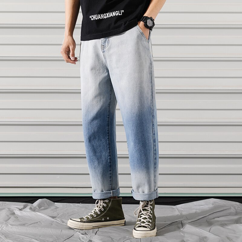 Japanse Stijl Mannen Plus Size Jeans Blue Street Style Punk Broek Hip Hop Jeans Mannen Authentieke overalls Mannen