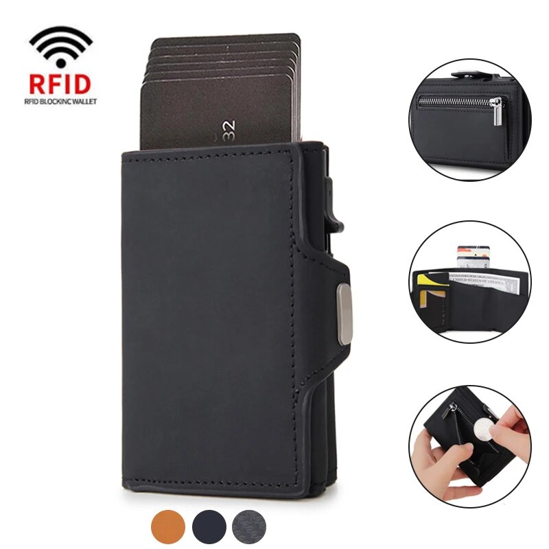 Rfid Carbon Fiber Kartenhalter Männer Brieftaschen Schlanke Dünne Münzfach ID Bank Kreditkarteninhaber Fall Aluminium Minimalistische Smart Wallet