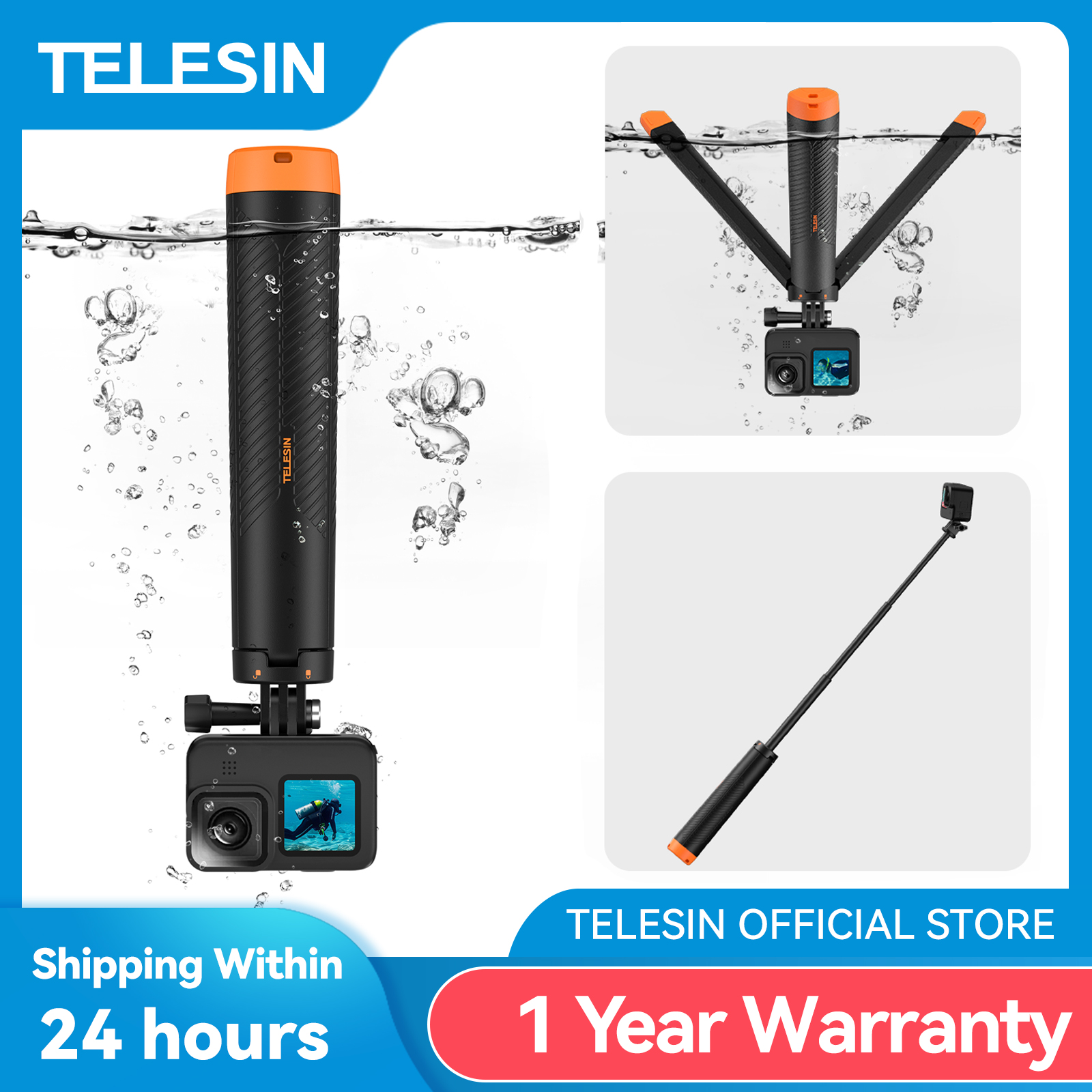 TELESIN podwodny drążek wypornościowy nurkowanie wysuwany statyw do selfie dla Gopro Insta360 DJI OSMO akcesoria do kamer akcji