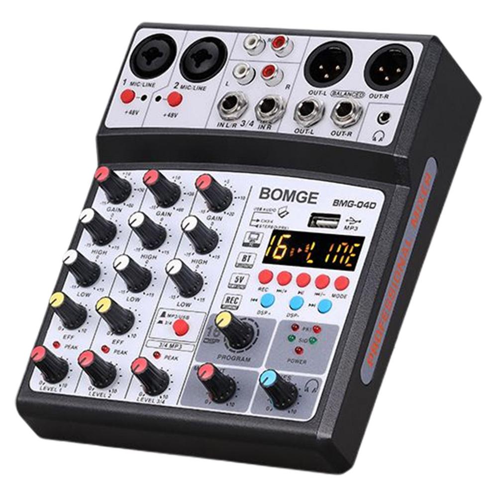 4-Channel Audio Mixer For DJ Sound Controller Interface USB 16dsp Effect Interface Sound Card Dj Console For: Black