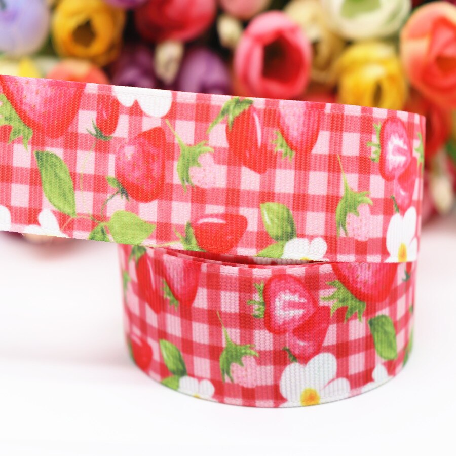 10 Yards Grosgrain Lint Aardbei/Cake Gedrukt Lint 1 "25 MM Voor Hair Bows DIY Ambachten Handgemaakte Accessoires m19041001