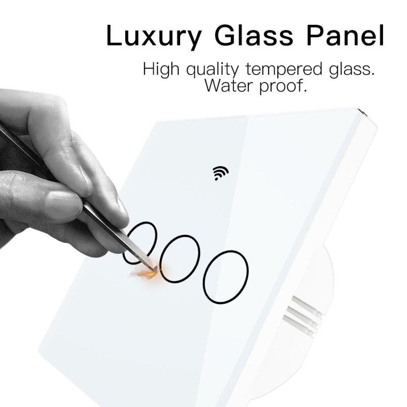 Single Fire Wall WiFi Switch AC170-240V No Neutral Wire Needed Smart Life/Tuya APP Smart Switch Work With Alexa Google Home