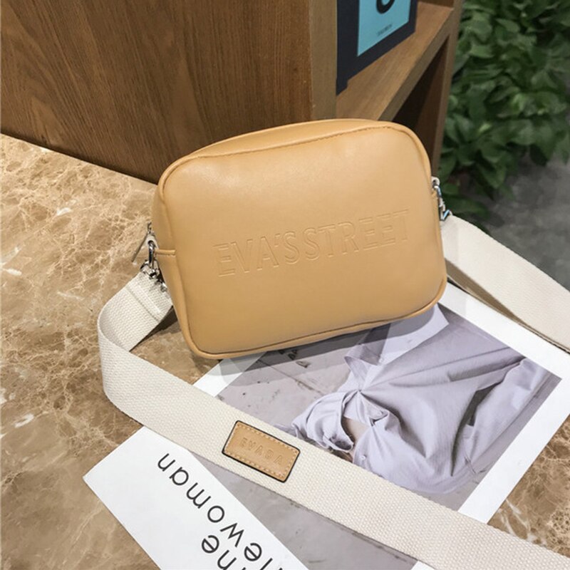 Laukku naisten nahka käsilaukut merkki yksinkertainen pieni neliö kirjain siisti tyttö käsilaukku olka crossbody naisten laukku: Khaki