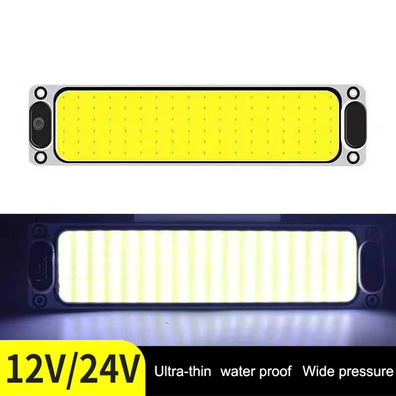 12V-24V Universal Car Interior Readling Lamp COB 108SMD LED Panel Dome Light High Brightness Bulb Truck Waterproof Lamp: Blue