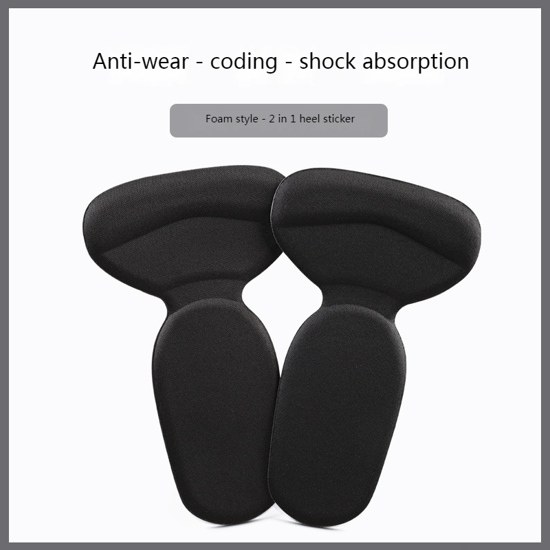 Pegatinas de esponja en forma de T para talón cojín para zapatos Protector de talón para zapatos insertos de tacones altos almohadillas para talón ajustador de zapatos medias plantillas para mujer: Negro