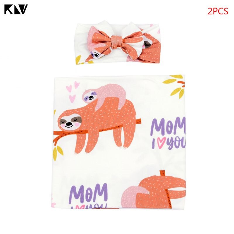 Ensemble de couverture et bandeau pour nouveau-né, lange en coton avec animaux de dessin animé,  r2jf pièces: 3