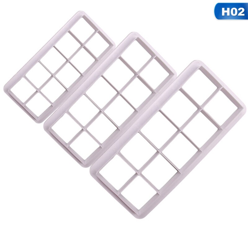 3 stuks vierkante geometrische uitstekers fondant koekjesvorm geometrie cakevorm fondantvorm taartdecoratiegereedschap bakken 6 ontwerpen: 2