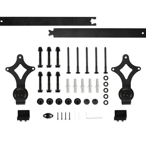 Duurzaam Schuur Deur Opknoping Rail Voor Europa Rustieke Zwart Sliding Hardware Kast Houten Deur Sliding Track Kit Naar Europa hwc: Rhombus