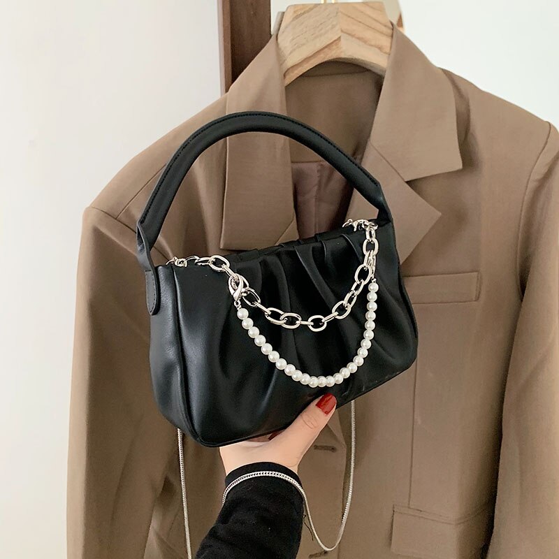 Tote Bags Women's Brand Handbag Leather Small Clutches Chic Retro Chain Shoulder Bag Women Crossbody Bag Lady Hand Purse