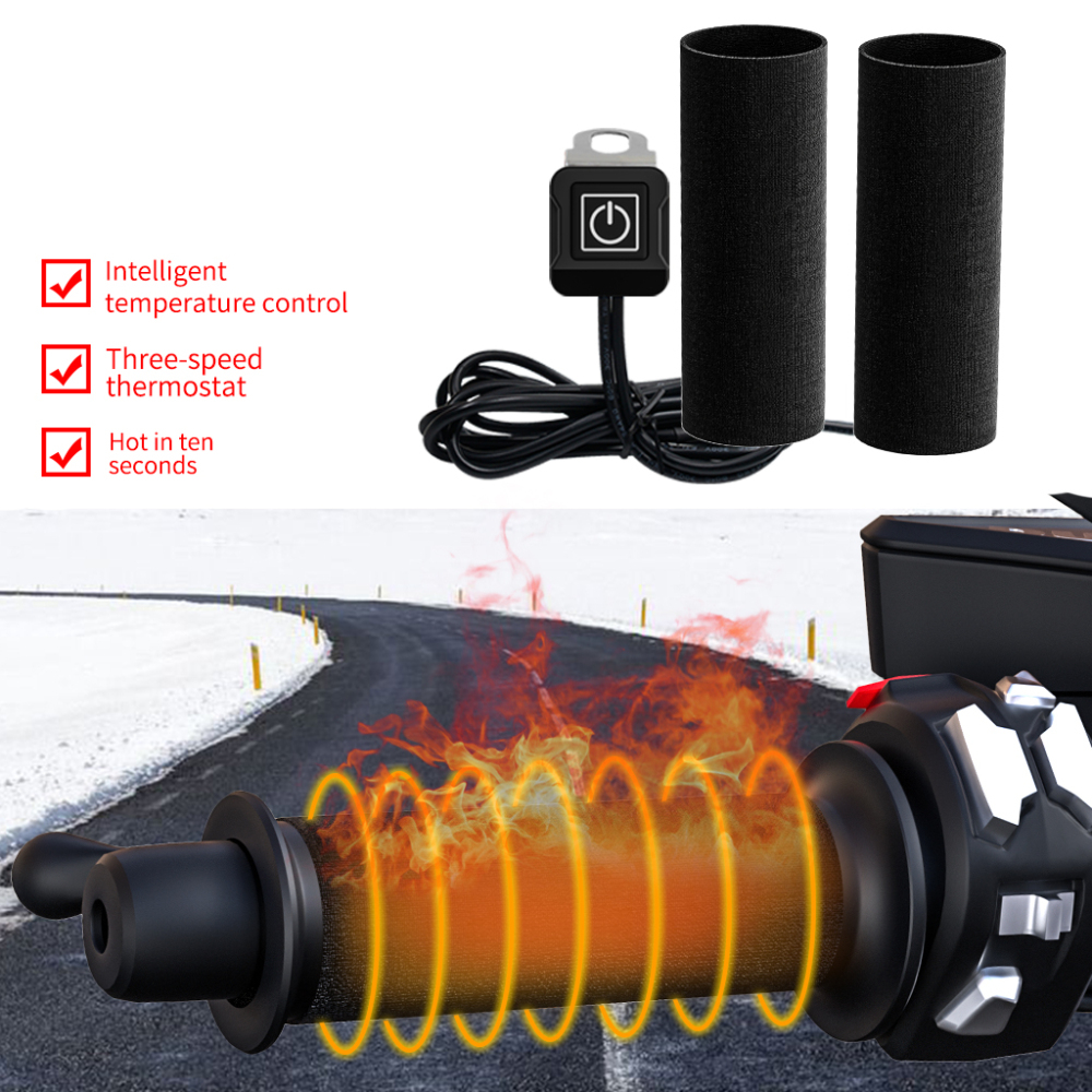 12V Quick Load/Unload Electric Heated Handlebar Grips Motorcycle Handle Heating Set Warmer Grip Cover for Bikers