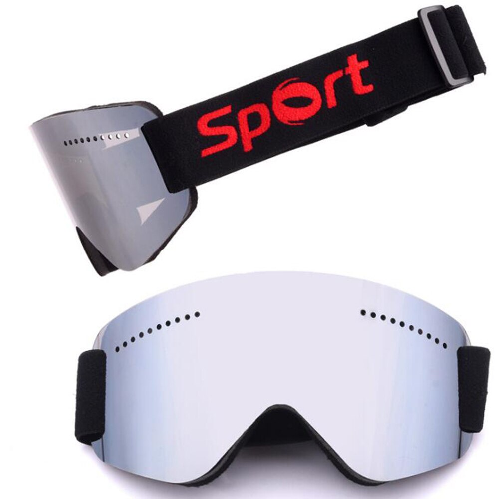 Skibril Skiën Mannen Vrouwen Sneeuw Snowboard Goggles Single Lagen UV400 Anti-fog Grote Ski Masker Bril: SILVER