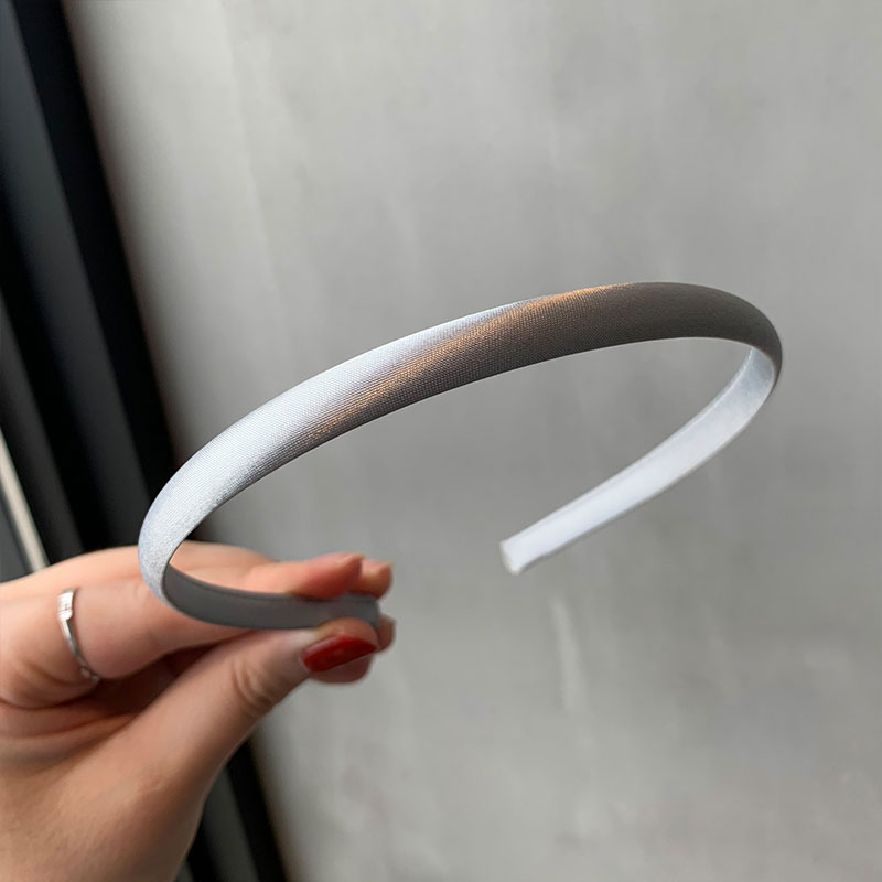 Diadema de satén rojo, azul y verde para mujeres y niñas, banda para el cabello para niños, accesorios para el cabello elásticos finos de Color sólido, tocado: Gris claro