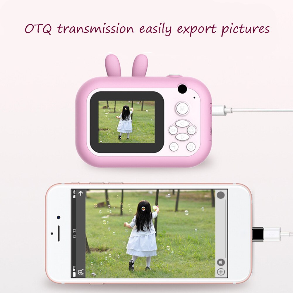 Portable Kids Camera Mini Video Front Rear 1080P HD Photo Printer USB Rechargeable with LCD Display