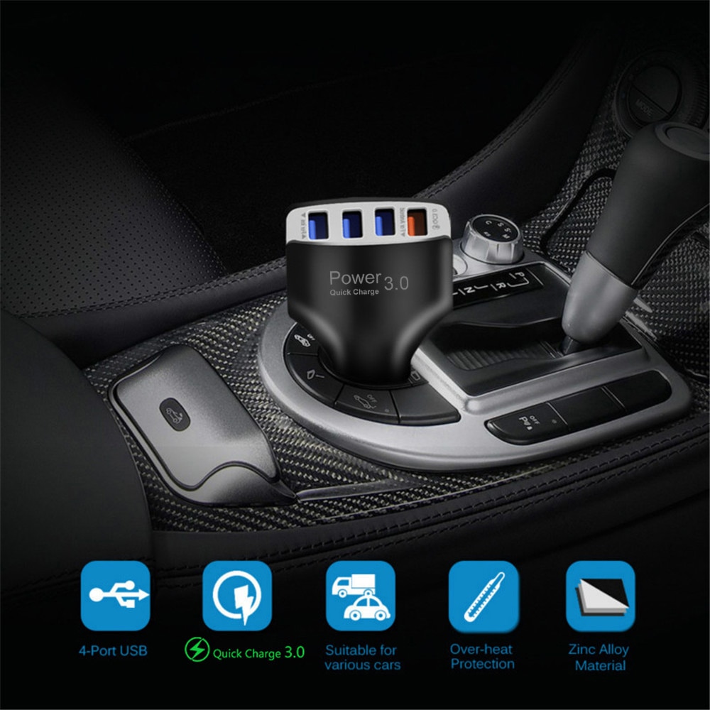 4 usb carregador de carro rápido universal do telefone móvel carro-carregador de carga rápida 3.0 para xiaomi samsung s8 iphone 12 pro 11 max xr tablet