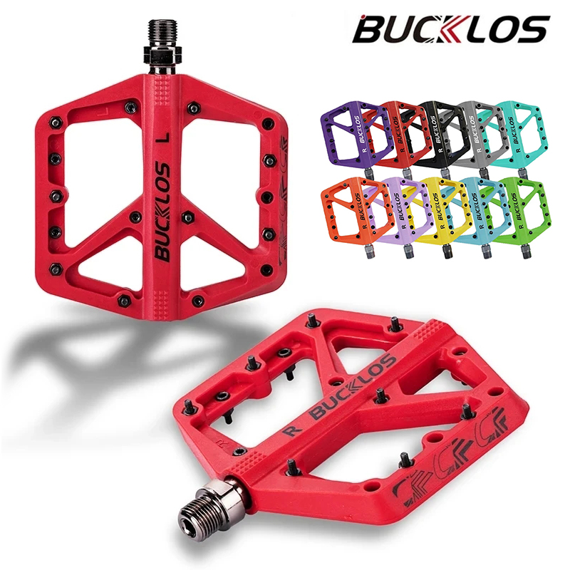 BUCKLOS MTB Bike Pedals Sealed Bearing Mountain Road Bicycle Flat Pedal Platform Ultralight 9 16'' Platform Pedals Bicycle Part
