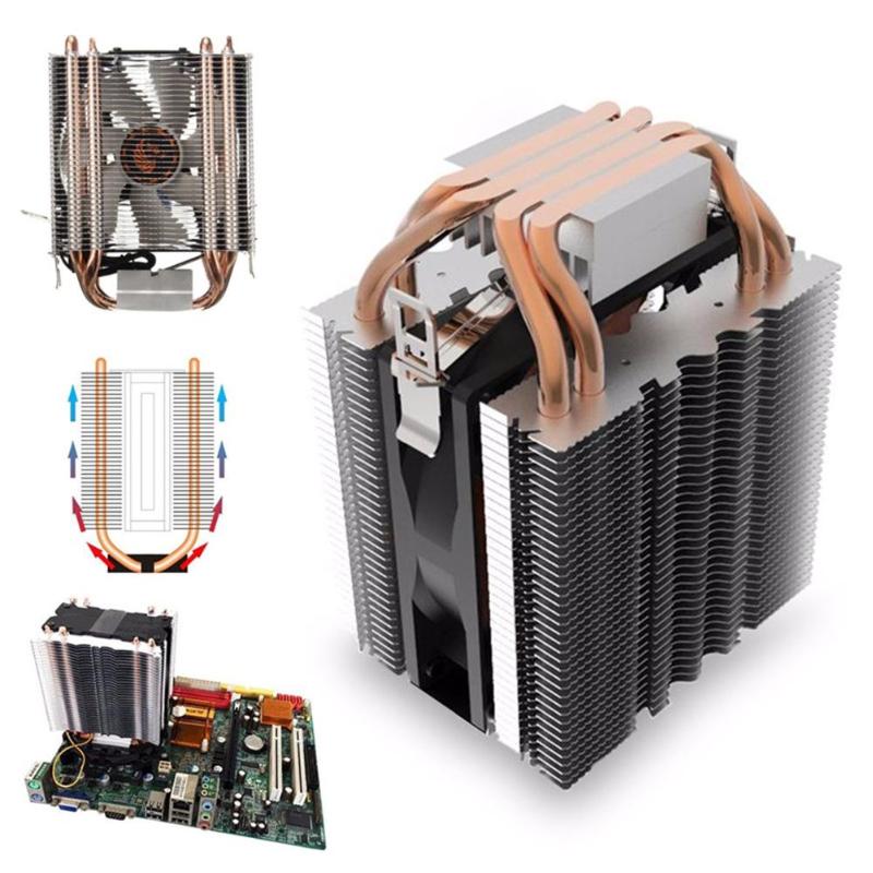 CPU Cooler Fan 4 Heatpipe Radiator Blue LED Hydrau... – Grandado